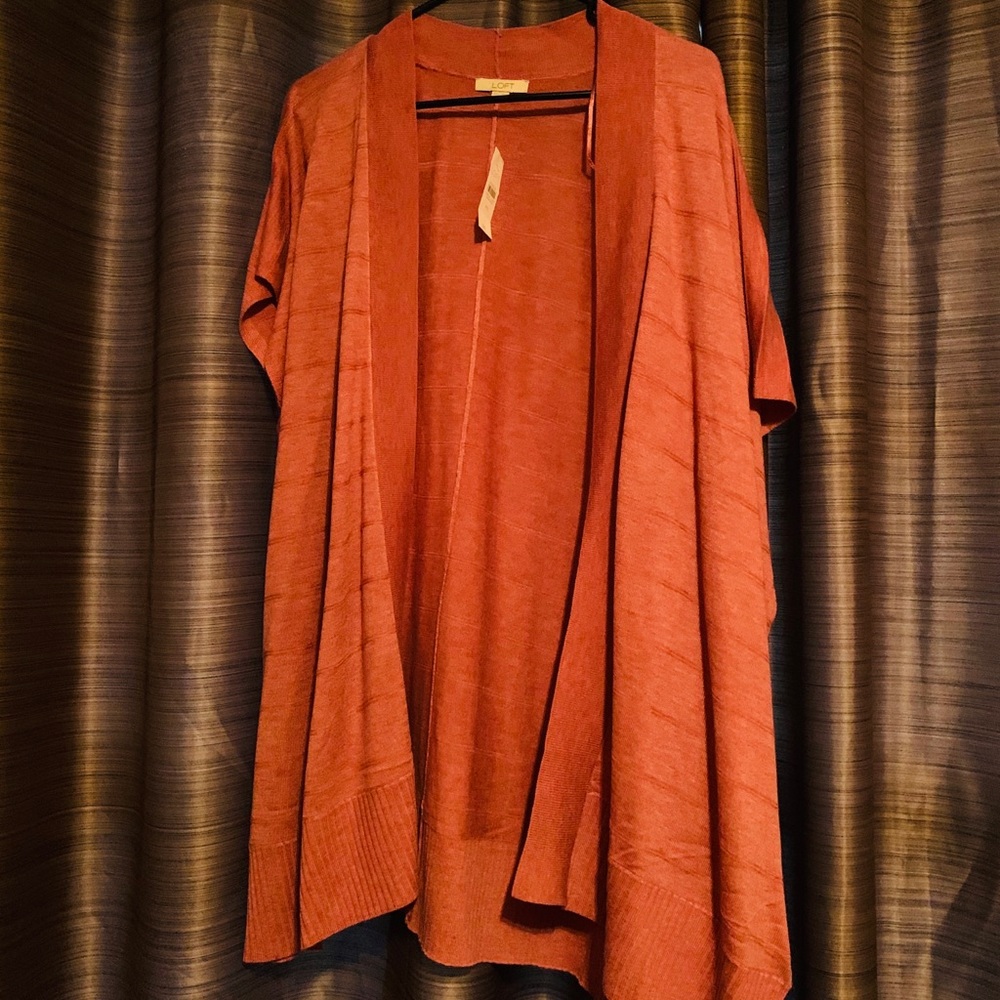 SOLDOversized LOFT short sleeved pink cardigan - Picture 2 of 4